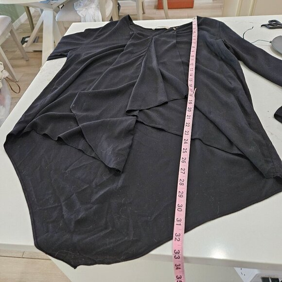 Soft Surroundings Medium  Asymmetrical Lagenlook V-Neck Black Top Long Sleeve - Picture 6 of 9
